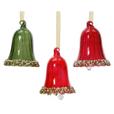 Decoris Glass Bell with Beads 6.7cm - 3 Assorted